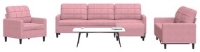 4 pcs conjunto de sofás com almofadões veludo rosa