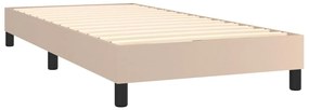 Cama box spring c/ colchão/LED 90x200cm couro artif. cappuccino