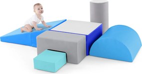 Conjunto com 6 peças de brincar e trepar com formas diferentes para o desenvolvimento motor das crianças Azul