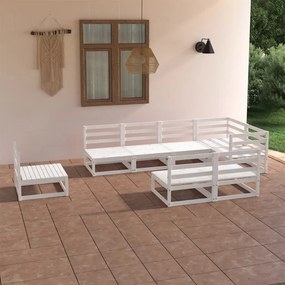 8 pcs conjunto lounge de jardim pinho sólido branco