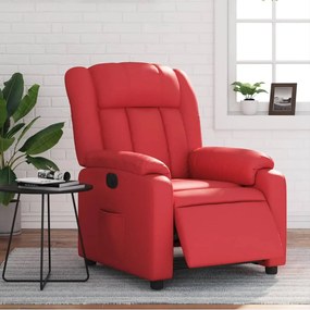 Poltrona reclinável elétrica couro artificial vermelho