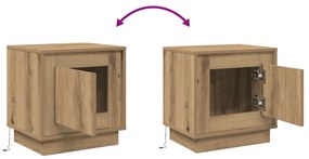 Criado-mudo com Luzes de LED Carvalho Artesanal 44x34,5x45 cm