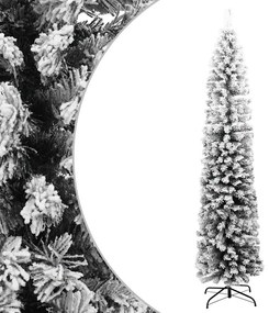Árvore de Natal artificial fina com neve 240 cm PVC verde
