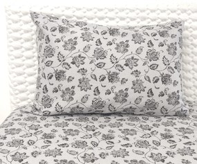 Jogo de Cama Flanela Black Flowers