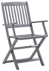 7 pcs conjunto de jantar jardim madeira acácia maciça cinzento