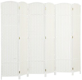 HOMCOM Biombo de 6 Painéis Separador de Ambientes Dobrável 240x170 cm para Sala de Estar Dormitório Escritório Branco
