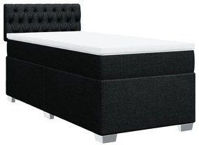Cama com molas/colchão 100x200 cm tecido preto