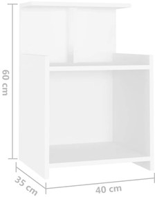Mesa de cabeceira 40x35x60 cm derivados de madeira branco