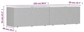 Caixa arrumação jardim 220x50x54 cm vime PE/acácia maciça cinza