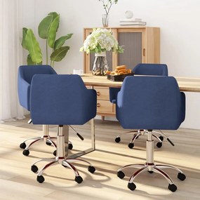 vidaXL Cadeiras de jantar giratórias 4 pcs tecido azul