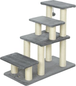 Escada ajustável para animais de estimação com 3/4 degraus, escada para gatos e cães com arranhadores de sisal, 70 x 32 x 68 cm, cinzenta