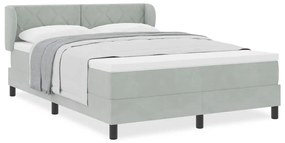 Cama Box Spring com Colchão Cinza Claro 140x200 cm Veludo