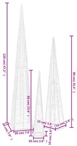 Conjunto de 3 Cones Natalicios LEDs - Branco Quente