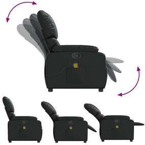 Poltrona de massagens reclinável couro artificial preto