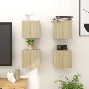 vidaXL Móveis de TV de parede 4 pcs 30,5x30x30 cm carvalho sonoma