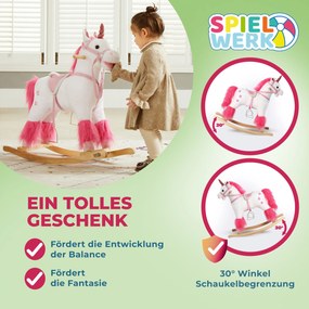 Balanço Unicórnio com função sonora 75 x 29 x 75 cm Branco + Rosa