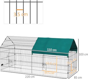 Parque modular 220 L x 85 L x 103 A cm em aço com lona para coelhos, roedores e pequenos animais, para interior e exterior, verde, preto