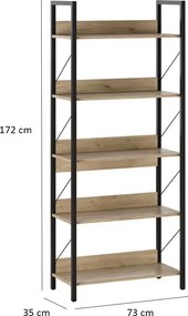 Estante "Rovere" - Carvalho - 73x172x35cm - Design Moderno