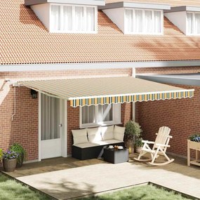 vidaXL Toldo Retrátil Automático com LED Verde e Amarelo 450x300 cm