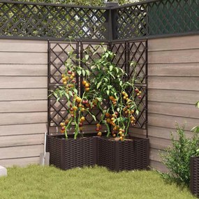 Vaso de Jardim com Treliça 3 pcs Marrom 80x80x143 cm