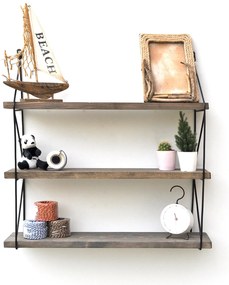 Prateleira Decorativa de Madeira Wr040 – Nogueira Preta – 60x15x55 cm