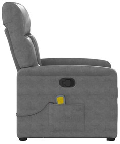Poltrona massagens reclin. elevatória microfibra cinza-escuro