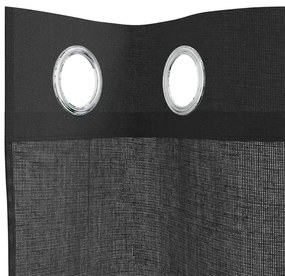 Cortinas de voile com ilhós 2 pcs preto 140x300 cm