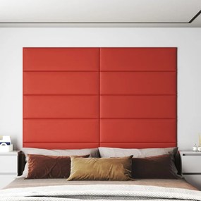 vidaXL Painel parede 12 pcs 90x30 cm couro artificial 3,24 m² vermelho