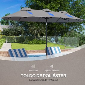Chapéu de Sol Duplo 285x147x227cm Chapéu de Sol de Jardim com Inclinaç