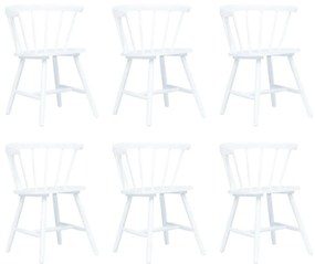 Cadeiras de jantar 6 pcs madeira de seringueira maciça branco