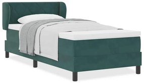 Cama Box com Colchão vidaXL Verde Escuro 90x190 cm Veludo
