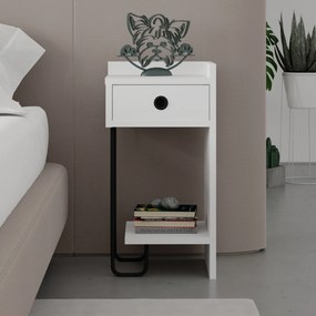 Mesinha de Cabeceira Sirius Right – Branco – 32x61x30 cm
