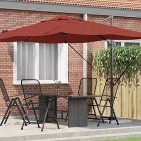 vidaXL Guarda-sol de Braço Articulado Terracota Poliéster, Aço Grande