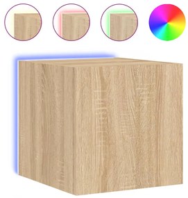 Móveis de parede para TV com luzes LED 2 pcs carvalho sonoma