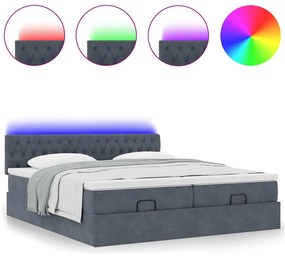 Estrutura cama otomana colchões 160x200 cm cinzento escuro