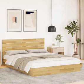vidaXL Estrutura cama cabeceira sem colchão 140x190 cm maciça carvalho