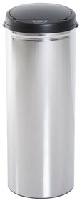 HOMCOM Balde de Lixo Inteligente de Aço Inoxidável 50L com Sensor Infravermelho de Abertura Automática para Cozinha Dormitório Casa de Banho Ø30,5x81,5cm Prata e Preto