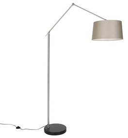 Candeeiro de pé moderno em aço com aba-jour em tom de areia 45 cm - Editor Moderno