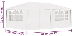 Tenda festas profissional + paredes laterais 4x6m 90g/m² branco