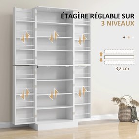 Armário de cozinha  60 x 35 x 166 cm tipo dispensa, prateleira ajustável e suporte para especiarias, branco