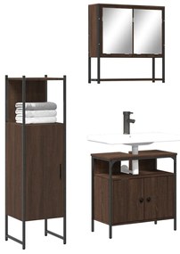 vidaXL 3 pcs conj. móveis WC derivados madeira cor carvalho castanho