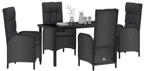 Conjunto de Jantar para Jardim 5 Peças em Preto com Rattan Sintético