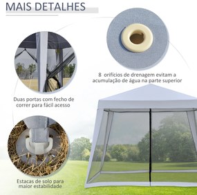 Tenda de Jardim 3x3m Gazebo com 4 Partes Laterais Mosquiteiro com Zípe
