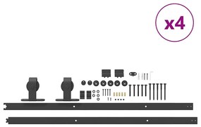 Kit de ferragens para porta deslizante 427 cm aço preto