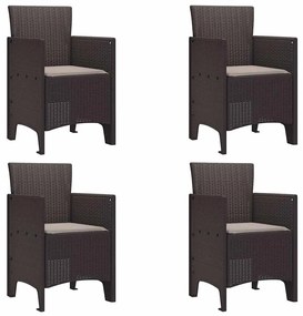 Cadeiras de Jardim com Almofadas 4 pcs Castanho Standard
