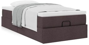 Estrutura cama otomana colchão 90x200 cm tecido castanho escuro
