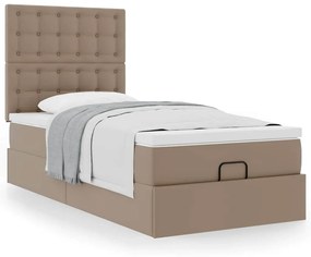 Cama otomana com colchão 100x200 cm couro artificial cappucino