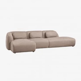 Sofá Modular Chaise Longue Esquerdo De 3 Peças Com Divã Direito Em Chenille Coquette Chenille Castanho Trigo - Sklum