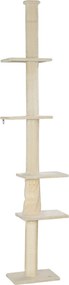 PawHut Arranhador, altura ajustável 225-275 cm, base estável, anti-tombamento, revestimento em pelúcia, creme branco | Aosom Portugal