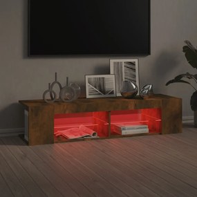 Móvel de TV com luzes LED 135x39x30 cm cor carvalho fumado